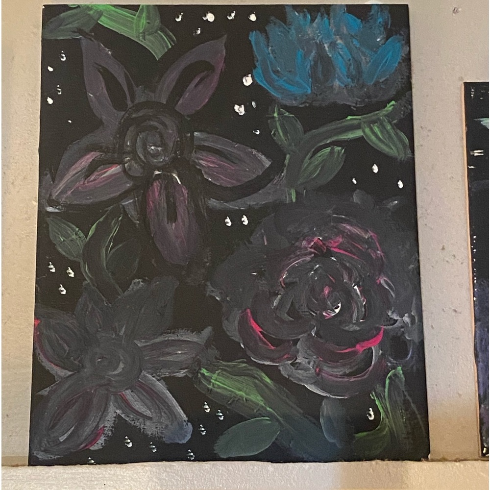 Hand painted flower canvas